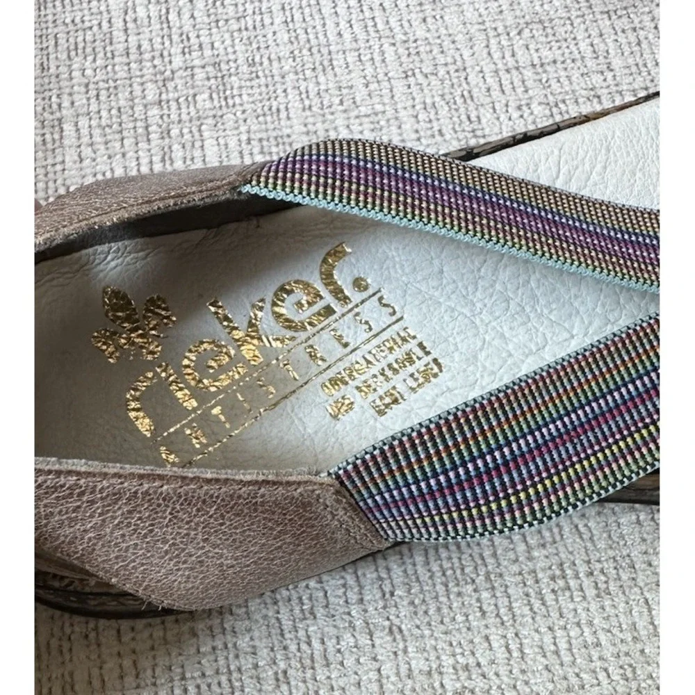 RIEKER Anti Stress Women's 40 US 9 Daisy Slip On Mary Jane Comfort Shoes Tan
